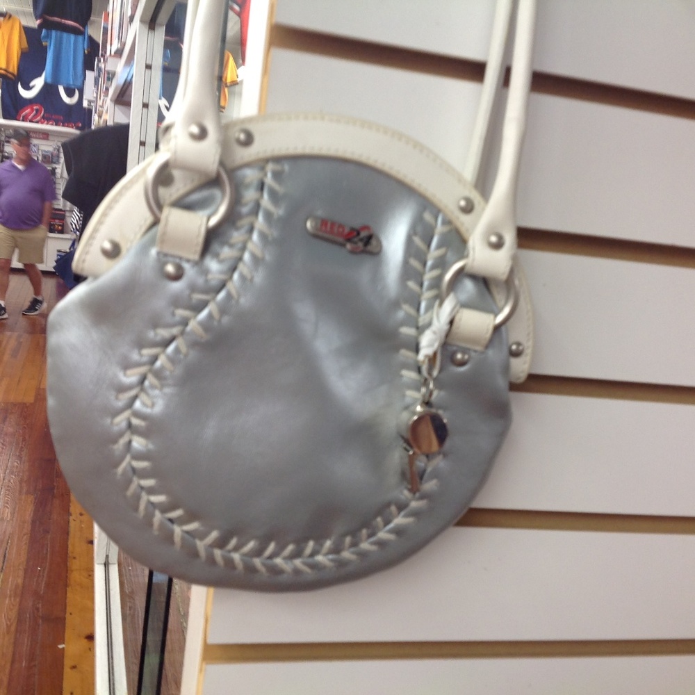 Red 24 Leather baseball purse